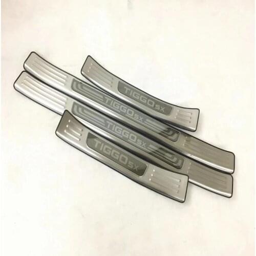 Car Accessories For Chery Tiggo 5X 2017 2018 Steel Door Sill Trim Scuff Plates Door Pedal Cover Guard Protector Car Sticker 4pcs