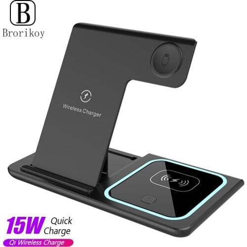 15W 3 in 1 Wireless Charger For iPhone 12 11Pro Huawei Fast Charging Dock Station For Apple Watch 6 AirPods Pro Chargers Station