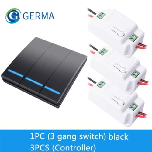 GERMA 1/2/3 gang 433Mhz smart push Wireless Switch Light RF Remote Control 110V 220V Receiver home Wall button Ceiling Lamp