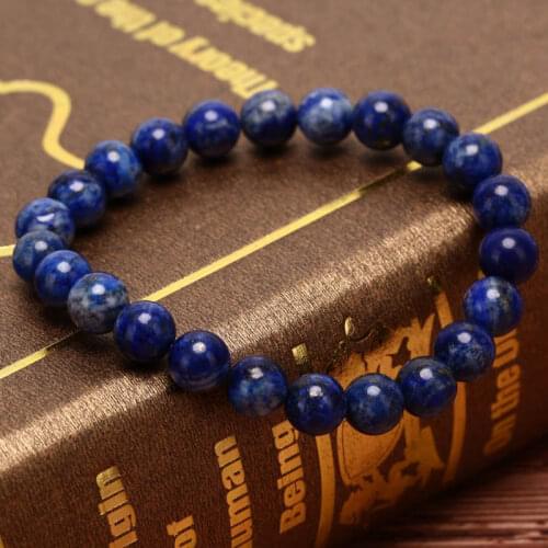 1PC Wholesale Brand New Natural 8mm Lapis Lazuli Beads Bracelets Unisex Elastic Bangle Jewelry Gifts