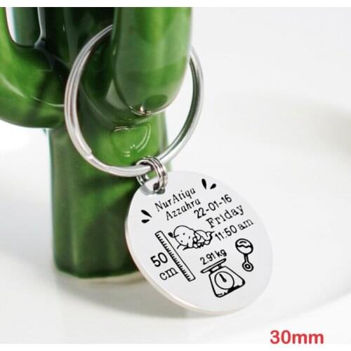 Baby Stats Custom Keychain Personalized Name Birth Weight For Newborn Commemorate New Mom New Dad Gift Key Rings Charm Jewelry