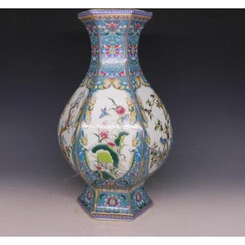 3 Antique QingDynasty porcelain vase,Enamel color Six parties bottle,Hand-painted crafts,Decoration,Collection&Adornment