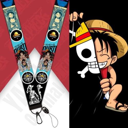 One Piece Lanyard Keys Id Cell Phone Neck Strap Japanese Anime Action Luffy Sauron Figure Doll Kids Collection Gift Toys