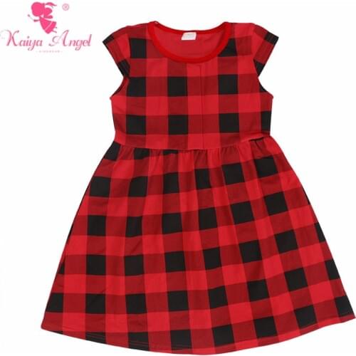 Kaiya Angel 2018 Hot Christmas Toddler Girl Red Black Plaid Cotton Princess Dresses Baby Girl Spring Summer Autumn Clothes