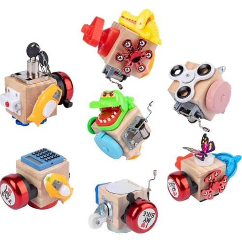 Montessori Early Childhood Education Parent-child Interactive Wooden BusyBoard Toy Busy Activity Toys Cube Unlock Toy