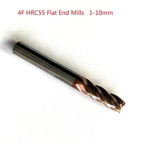 Jerray 1mm,2mm,3,,,4mm,5mm,6mm,8mm,10mm,12mm 4 flutes lengthen HRC55 Tungsten Carbide Flat End Mill CNC Milling Router Bits