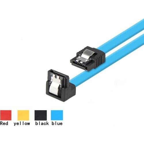 180 to 90 degree 6Gb/s SATA3 Serial ATA DATA cable with latch for PC SATA 3.0 SATAIII 6Gbps HDD Hard Drive Disk/SSD-Blue