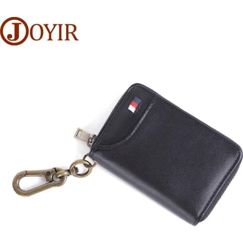 JOYIR Genuine Leather Key Wallets Bag Men Car Key Holders Multifunction Organizer Wallet Housekeeper Keys Pouch Card Bag