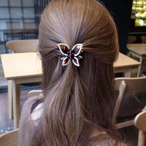 Fashion Lovely Girl Butterfly Hairpin Headdress Resin Imitation Crystal Hairpin Hair Grip Wedding Party Women Jewelry Gifts