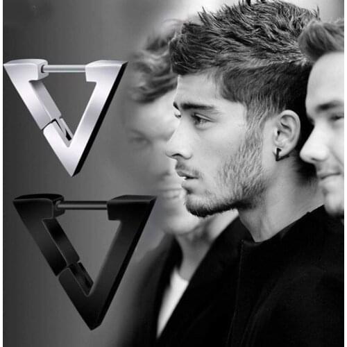 Fashion Gothic Triangle earrings Unisex Punk Rock copper Men Women Ear Stud Earrings Pierced Push-Back Ear Plug Buckle jewelry