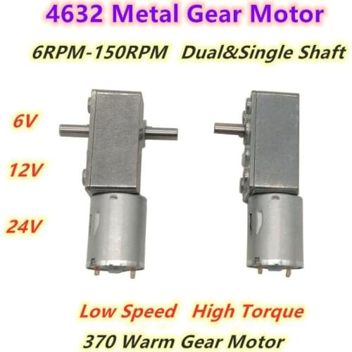 Worm Gear Motor 6V/12V/24V High Torque Reducer 10-150rpm DC Electric Motor Metal Gear Box For Automation Equipment Cooker Hood