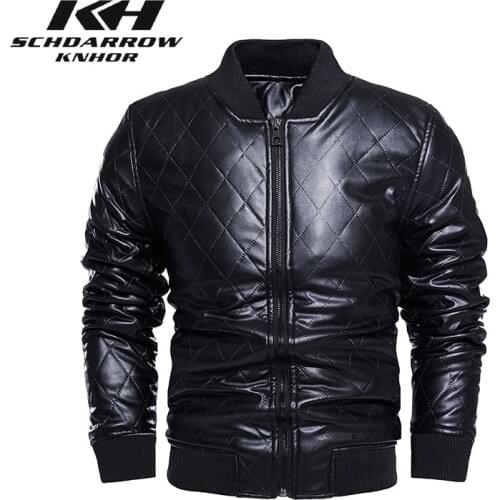 Men Leather Jackets Mens Fashion Motorcycle Leather Jacket Plaid Coats Mens Winter Thicken Warm Coat Slim Bomber Jackets Male