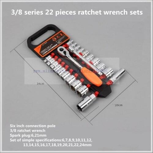 Ratchet wrench set medium fly sleeve 3/8 22 pcs fast wrench auto repair tool