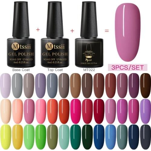 Mtssii 3pcs/lot Gel Nail Polish Set Colorful Led Nail Gel Varnish Semi Permanent Nail Lacquer Nail Glitter Color DIY Design Gel