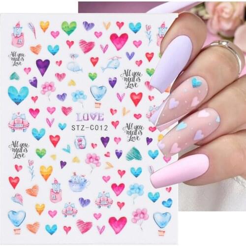 Nail Art Sticker Water Decals Stickers Geometrics Slider For Nails Nail Art Decoration Decal Nail Art Tips Decoration for Couple
