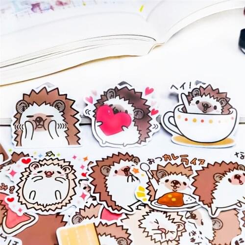 40pcs/lot Japanese Diary Kawaii Cute hedgehog animal Plant Journal Decor Flake Stickers Scrapbooking Stationery