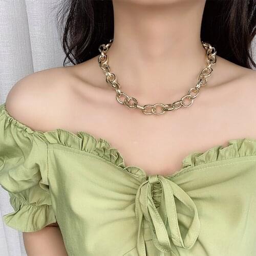 2020 Female New Necklace Iron Chain Clavicle Chain Fashion Street Shooting Personality Summer Beach Hong Kong Style Female