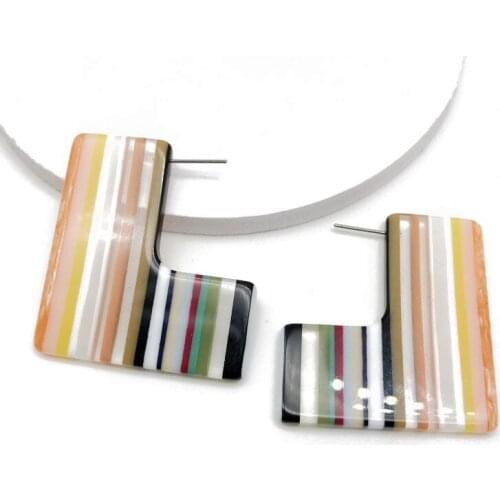 New Elegant Orange Mixed Geometric Resin Stud Sweet Earring