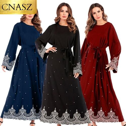New Arrivals Dress For Women Islamic Turkey Ladies Abaya Muslim Evening Dresses From Dubai Long Sleeve Maxi Beaded Dress