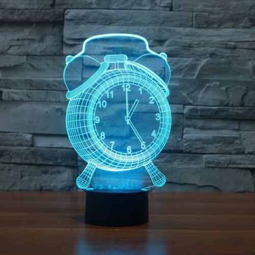 New Clock colorful 3D light creative touch desktop desk lamp atmosphere LED illusion lamp