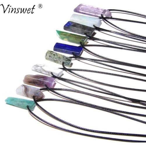 Necklaces Natural Stone Slice Point Beads Necklace Raw Amazonite Lapis Lazuli Turquoises Beads Necklaces for Women Men Jewelry