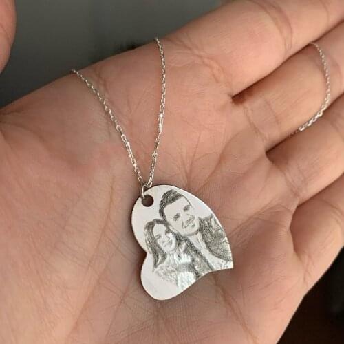 SPECIAL DAY GIFT FOR PERSONALIZED SILVER NECKLACE WITH PHOTO
