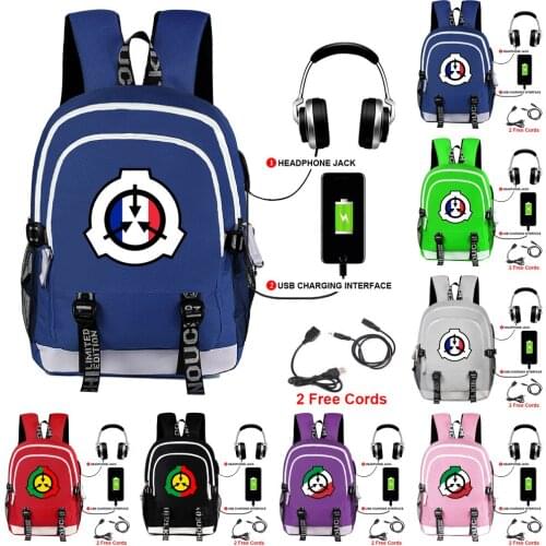 Scp With Usb Backpack Bag Student Bookbag Rucksack Student Schoolbag Bag Travel