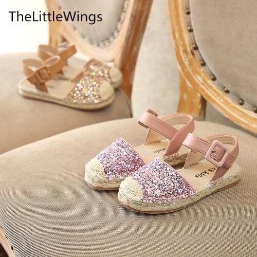2021 spring new Childrens school Sandy beach shoes girls flat Sequins anti slip 4-16 years old Summer amorous feelings sandal
