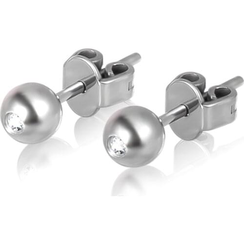 G23 Titanium Ball Stud Earrings,Hypoallergenic CZ Stud Earring for Sensitive Ears for Women and Girls with Size 3mm 4mm 5mm