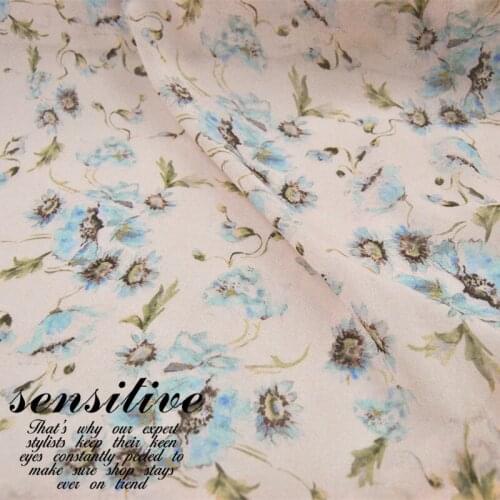 LEO&LIN 12 M Simple Elegant Flower Silk Georgette Chiffon Thin Skirt Shirt Fabric Fabric DIY Sewing