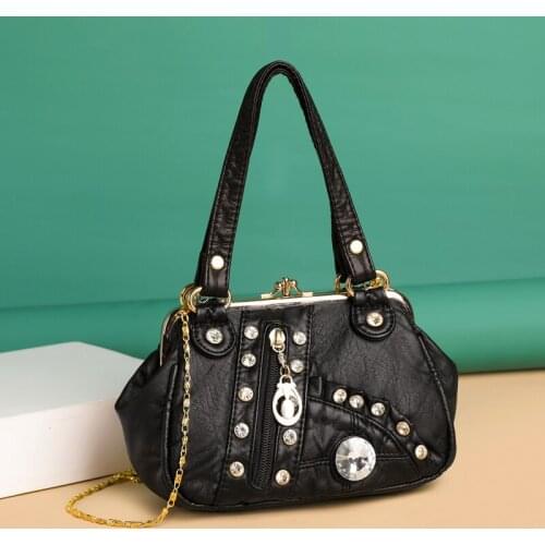 Women Bags Designer Messenger Bags Rhinestone Handbag Patchwork Panelled Shoulder Bags Pu Leather Crossbody Bag Fashion Frame