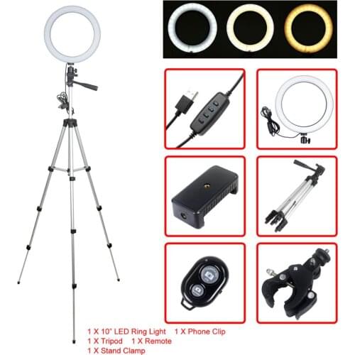 LED Ring Light Photo Studio Camera Light Photography Dimmable Light for YouTube Makeup Selfie with Tripod Phone Holder