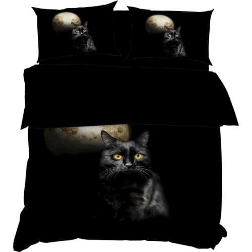YuXiu Luxury 3D Bedding Set Black Cats Stars blue Duvet Covers 3Pcs Sets Bed Linen Quilt Cover King Queen Full Twin Double Size