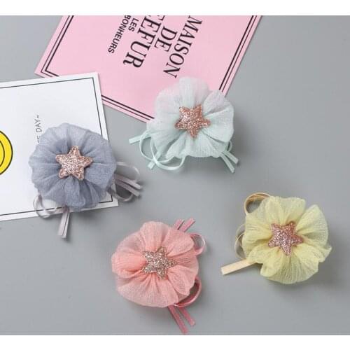 Boutique 20pcs Fashion Cute Glitter Star Hairpins Solid Kawaii Gauze Floral Hair Clips Princess Headwear Hair Accessories
