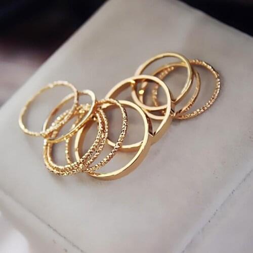 10 PCS Female Joint Rings Trendy Combination Ring Tail Ring Best Cheap Fashion Gifts Clothing Accessories Combination Rings