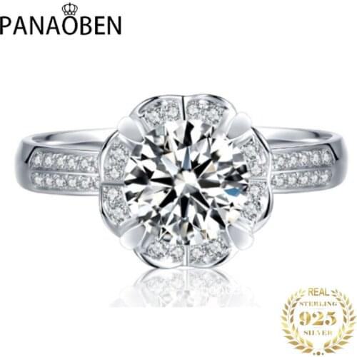 Authentic 925 Sterling Silver Rings for Women Diamond Fine Jewelry Luxury Exquisite Elegant Engagement Wedding Party Gift Cute