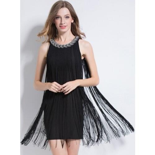 Great Gatsby Ombre Metal Chain Halter Black 1920s Fringe Flapper Charleston Dress Robe Sexy Party Bodycon Club Dress Vestido
