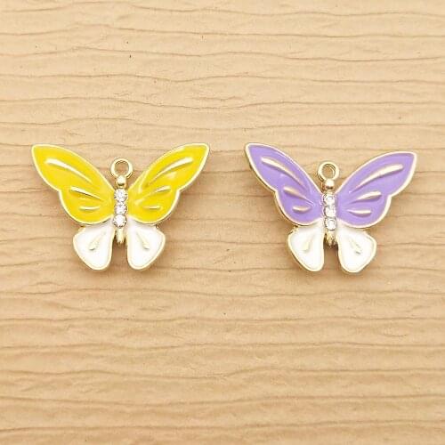 10pcs 19x25mm enamel butterfly charms for jewelry making and crafting cute earring pendant necklace bracelet charms
