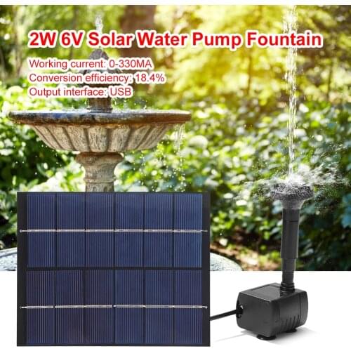 2W 6V Solar Fountain Garden Waterfall Fountain Pool Pond Bird Bath Solar Panel Powered Fountain Water Pump Garden Decoration