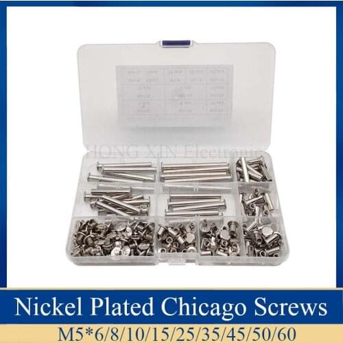 210pcs Nickel Plated Chicago Screws Assortment Kits, Snap Rivet Books Butt Screw Kits, Photo Album Binding Screw Kits