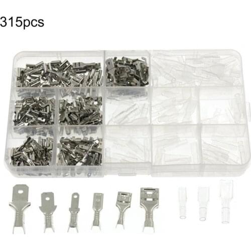 315Pcs 2.8/4.8/6.3mm Wire Terminals Cold Pressing Quick Connection Electrical Components Assorted Male/Female Crimp Spade Termin