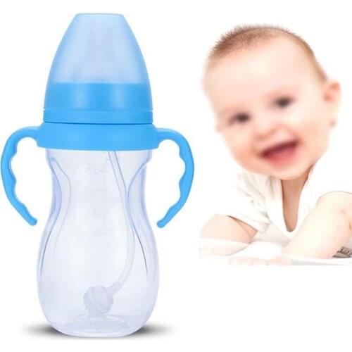 330ml Baby Bottle Infant Newborn Children Learn Feeding Drinking Handle Bottle Kids Straw Water Bottles Training Cup
