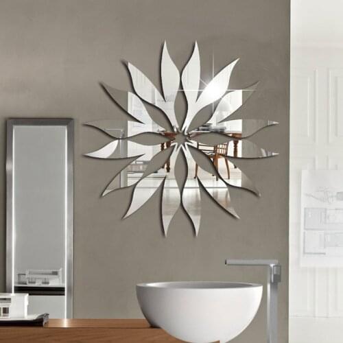 3D Creative Geometric Abstract Acrylic Mirror Wall Sticker Sun Design Wall Art Stickers For Bedroom Living Room Home Decoration