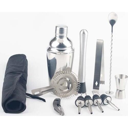 550/750/800ml Stainless Steel Cocktail Shaker Mixer Starter Set Drink Bartender Browser Kit Bars Set Tools with Cloth bag
