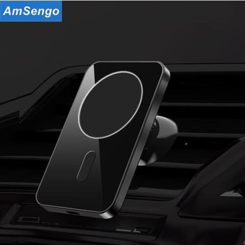 Amsengo Wireless Charger Car Mount For Air Vent Mount Car Phone Holder for iPhone 12 Pro Max Magnetic 15W Fast Charging Holder