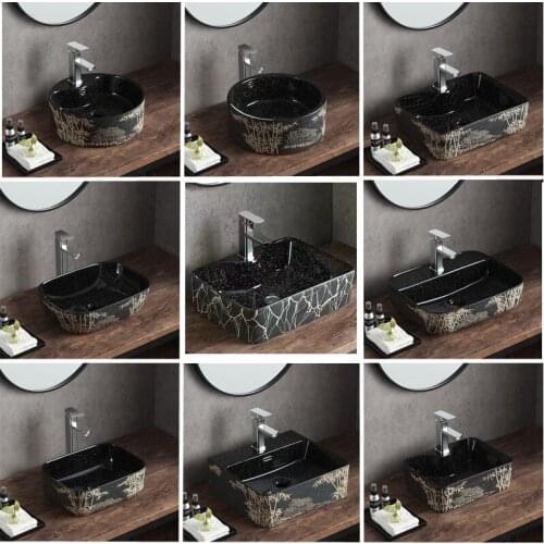 Taiwan basin black ceramic home art basin small apartment bathroom color Taiwan basin single hole hand wash basin