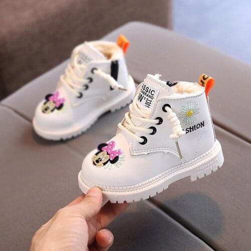 Disney children cartoon Mickey Mouse boys girls non-slip soft-soled short boots thick cotton shoes single shoes casual shoes