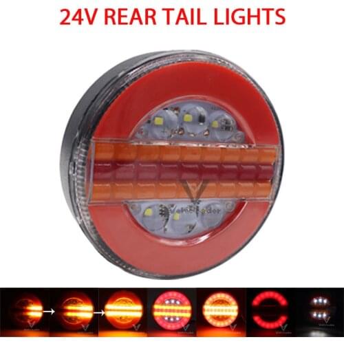 Dynamic 49LED 24V Trailer Truck Tail Light Brake Light DRL Flow Turn Signal Lamp Strobe Light For Car Boat Bus Van Caravan