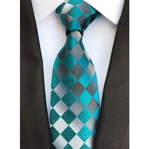 8cm Width Latest Fashion Diamond Plaids Tie Unique Shirt Suits Necktie Cravate for Men