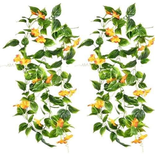 90 Inch Artificial Vines Morning Glory Flowers Hanging Plants Fake Greenery Leaves Garden Wedding Fence Decor